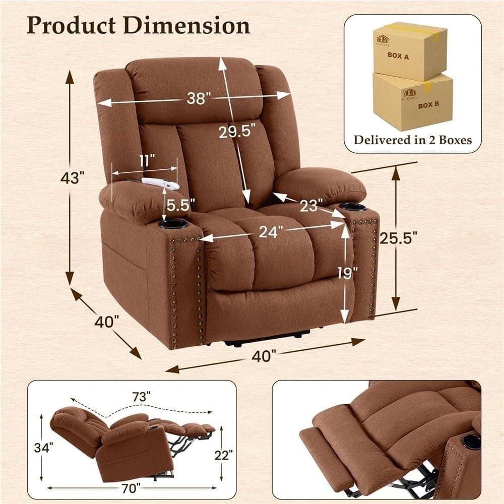 Electric Lift Recliner Chair with Massage and Heat