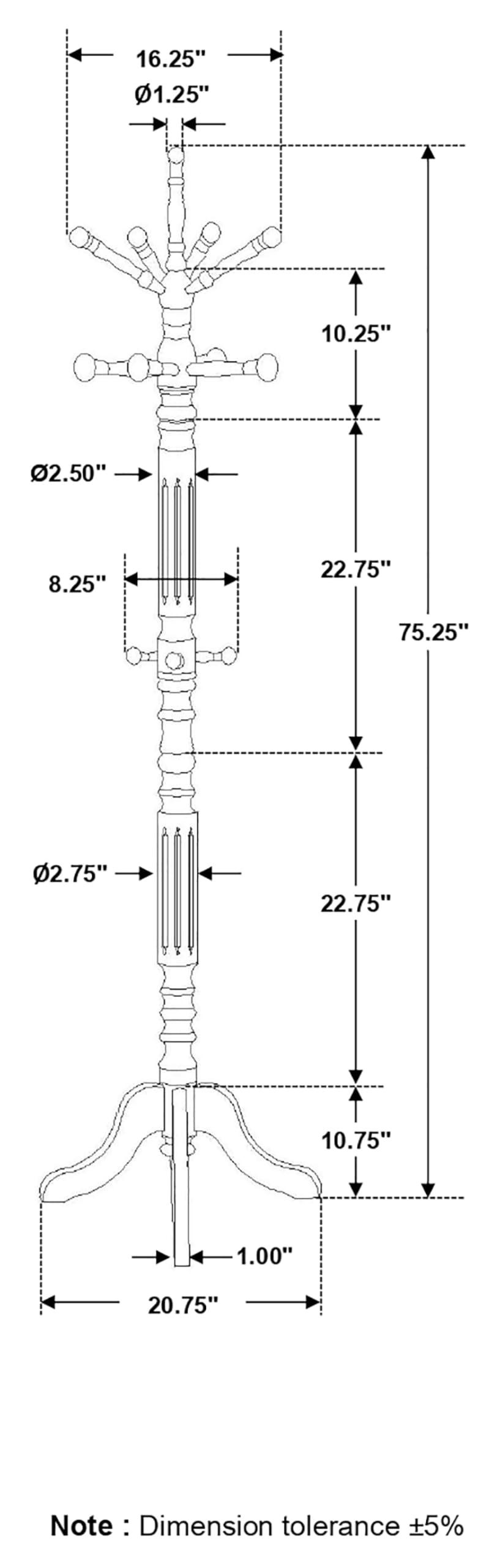 11-Hook Freestanding Coat Rack Hall Tree
