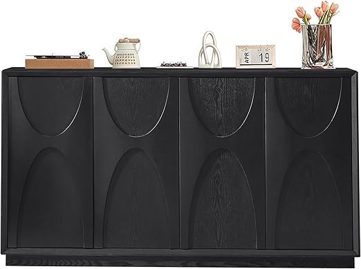 Walnut Sideboard Buffet Cabinet with 4 Doors