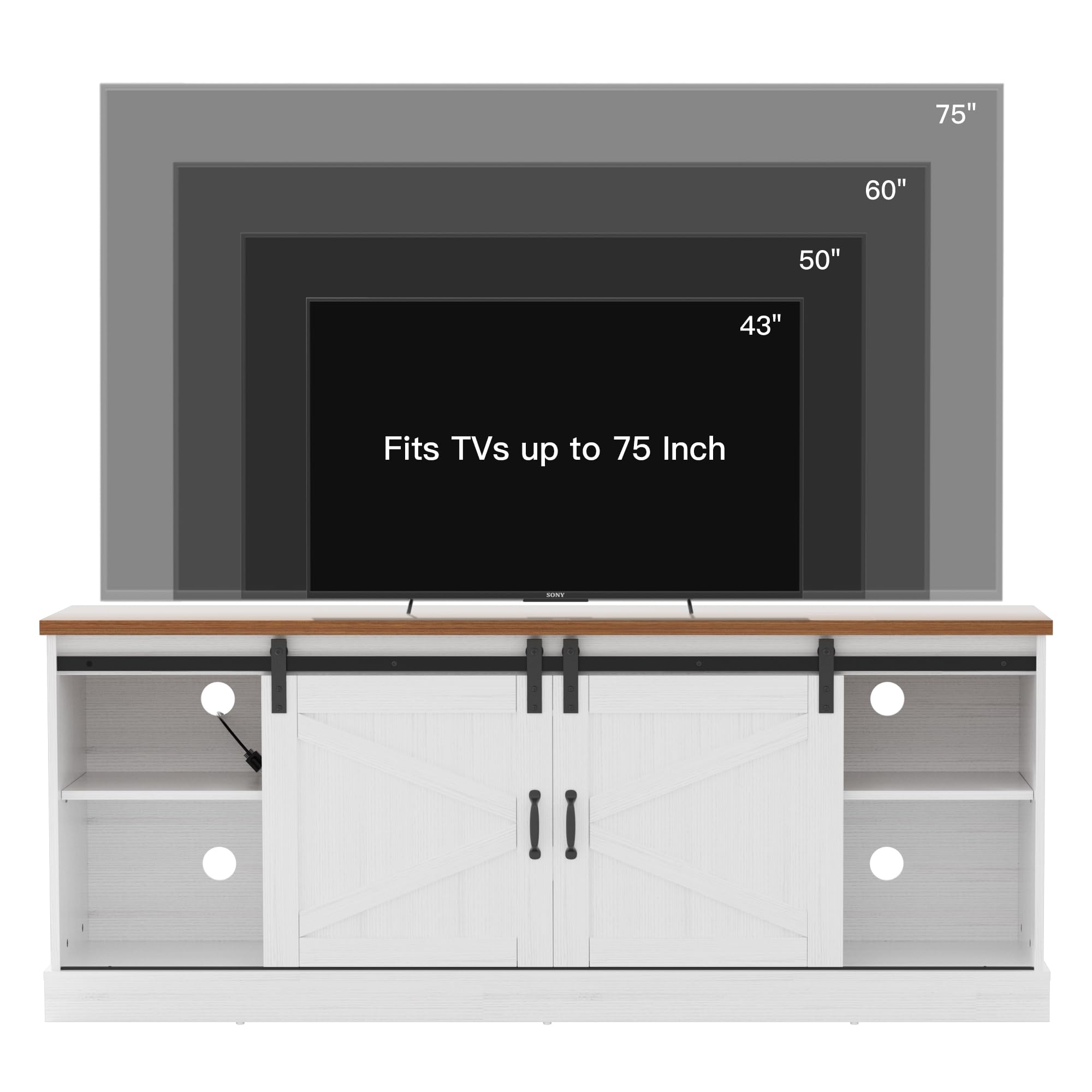 Farmhouse TV Stand with Sliding Barn Doors