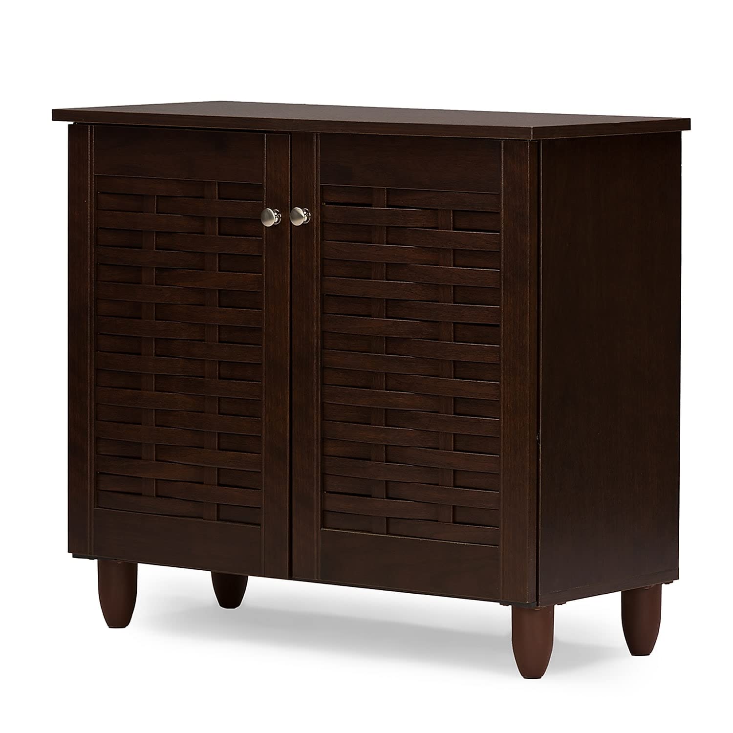 2-Door Shoe Storage Cabinet Dark Brown