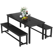 3-Piece Dining Table Set with Benches