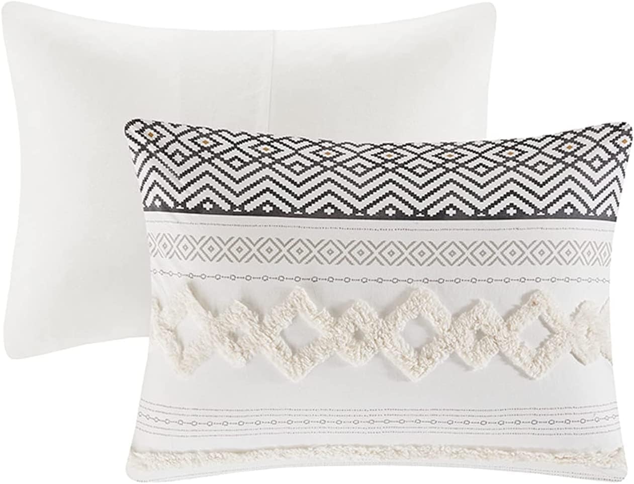 Farmhouse Comforter Set Full/Queen Ivory Striped Cotton 3-Piece