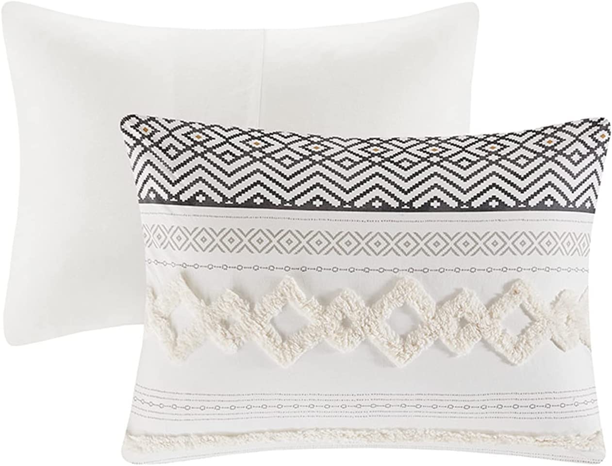 Farmhouse Comforter Set Full/Queen Ivory Striped Cotton 3-Piece