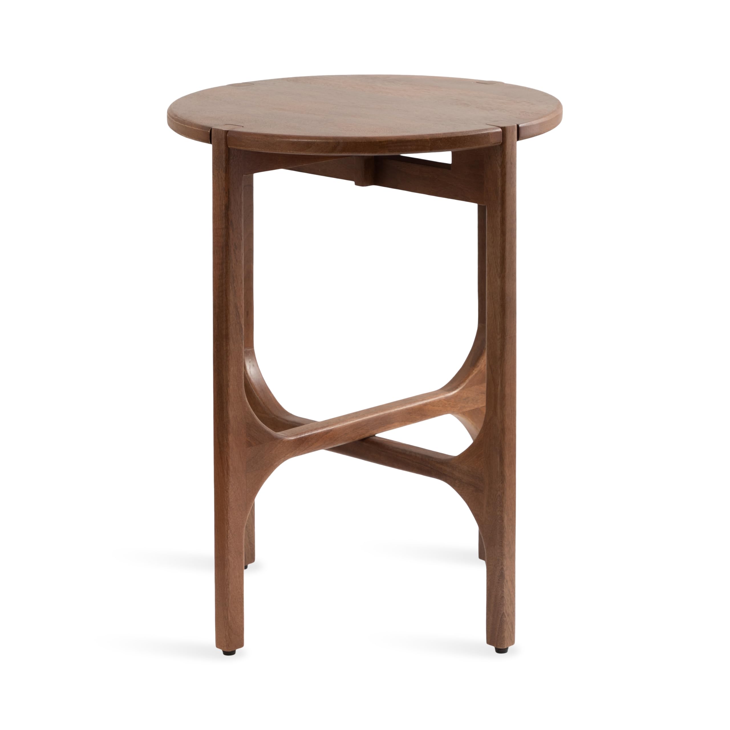 Modern Geometric Mango Wood Round Side Table