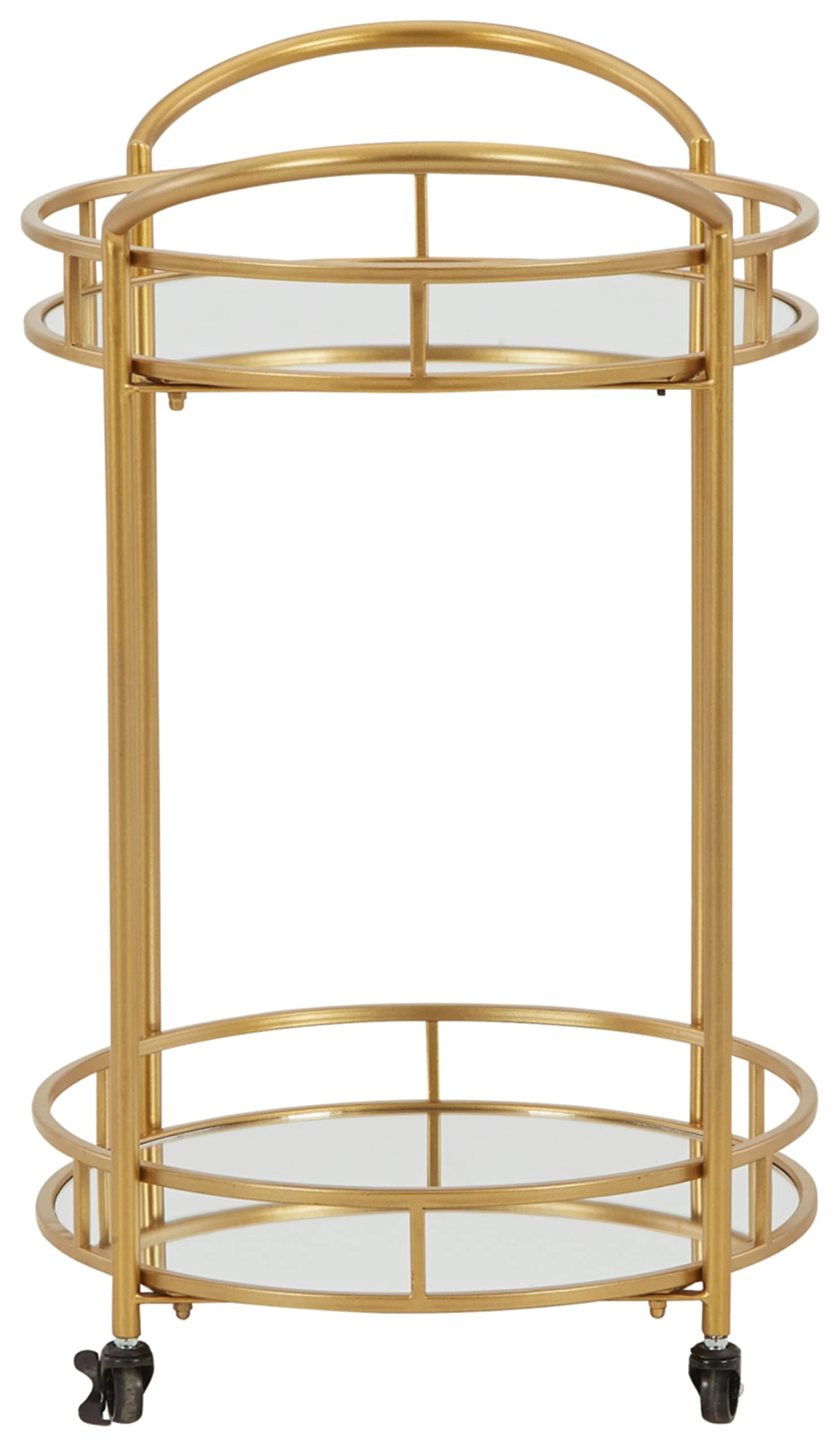 Round Modern Bar Serving Cart with 2 Mirrored Shelves