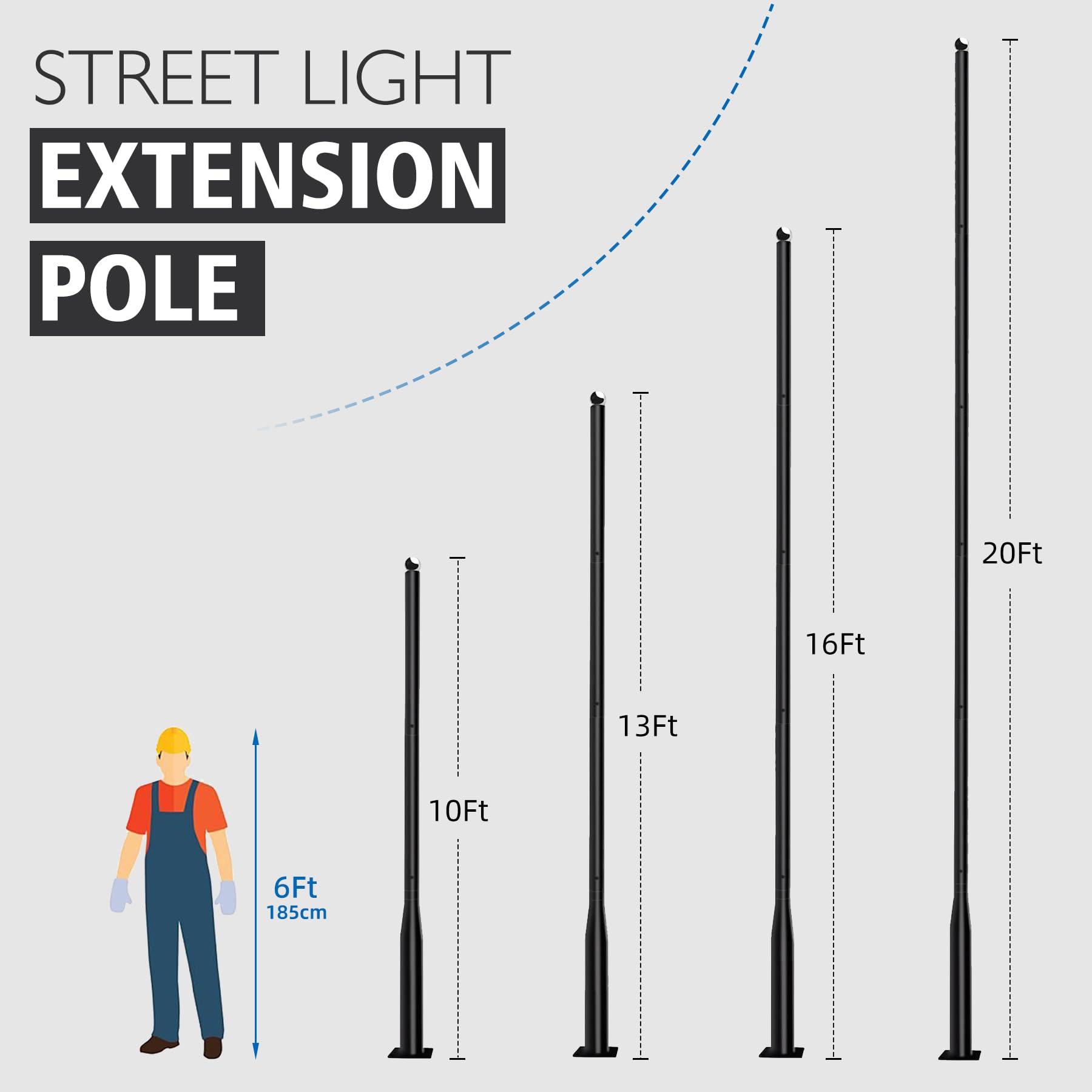 10ft Outdoor Street Light Pole