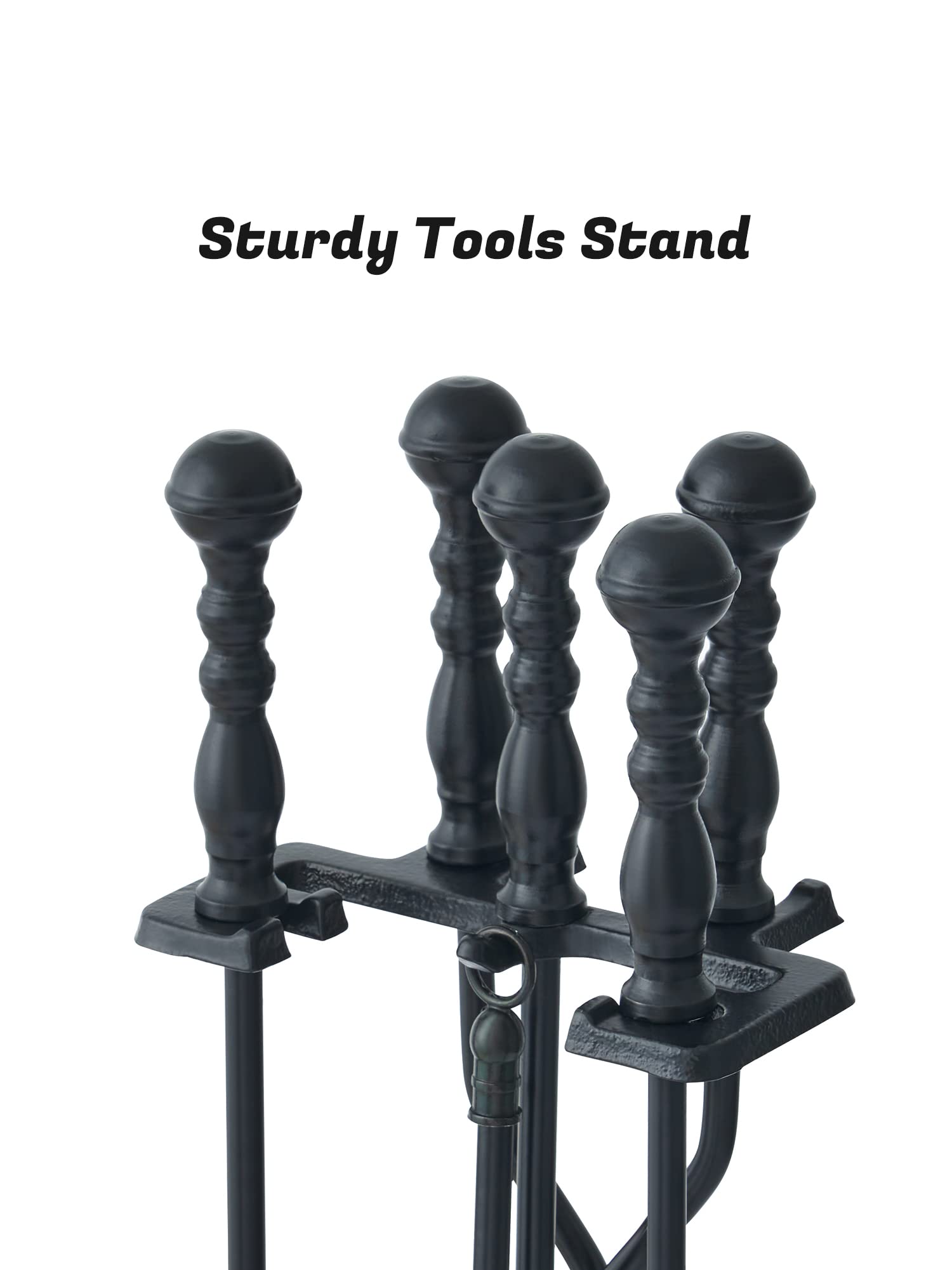 5-Piece Fireplace Tool Set with Stand