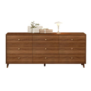 Modern 9 Drawer Dresser with Walnut Frame