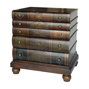 3-Drawer Antique Book Stack Accent Table