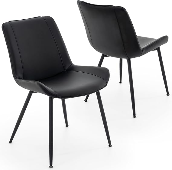 PU Leather Dining Chairs Set of 2 with Metal Legs