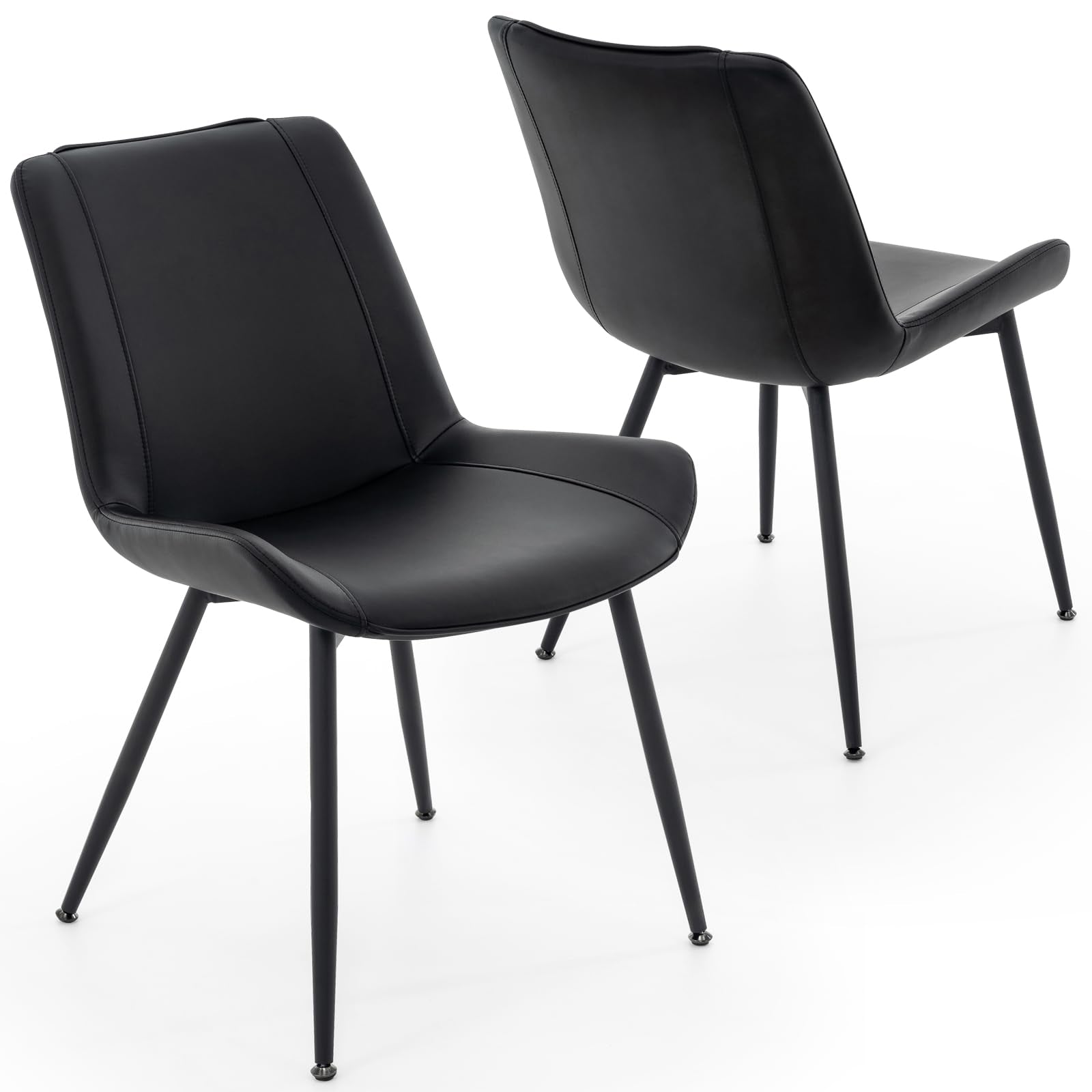 PU Leather Dining Chairs Set of 2 with Metal Legs