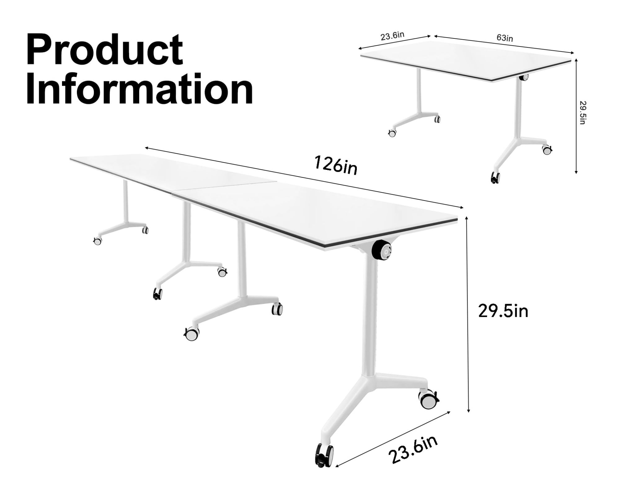 10.5ft Folding Conference Table with Wheels for 8 People