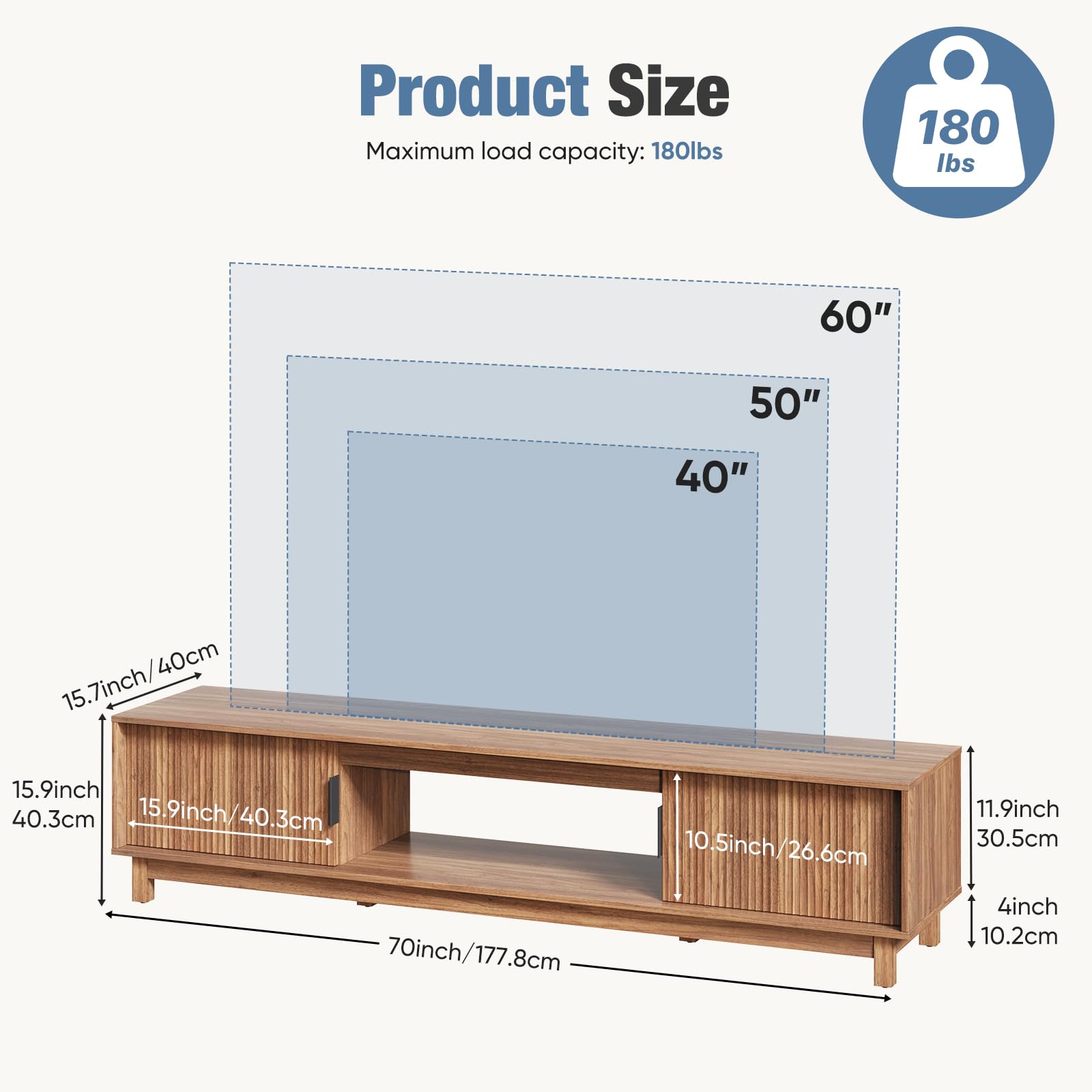 70" Mid-Century Modern TV Stand with Storage Cabinet