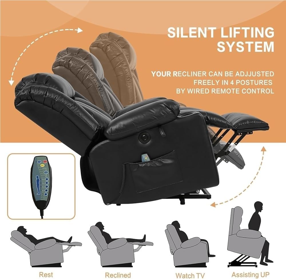 Electric Lift Recliner Chair with Heat and Massage