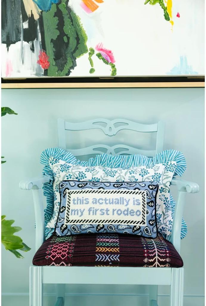 First Rodeo Needlepoint Throw Pillow