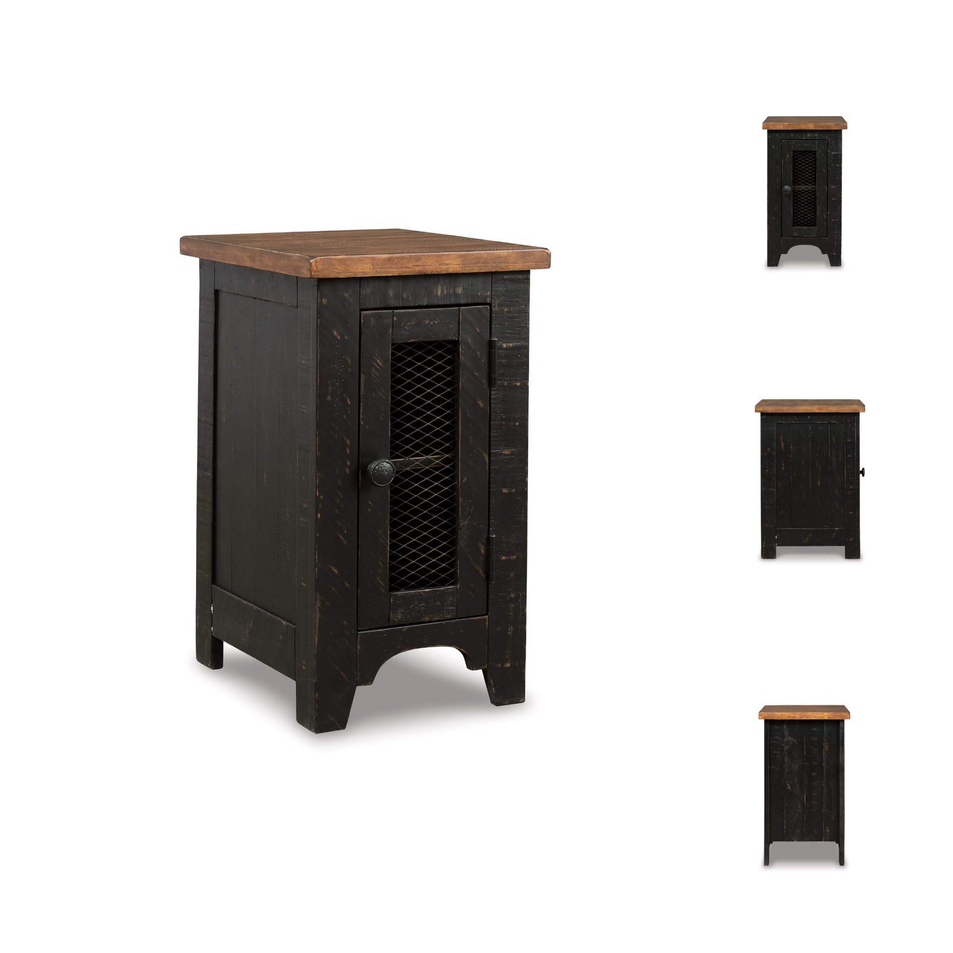Valebeck Chair Side End Table with Cabinet Door