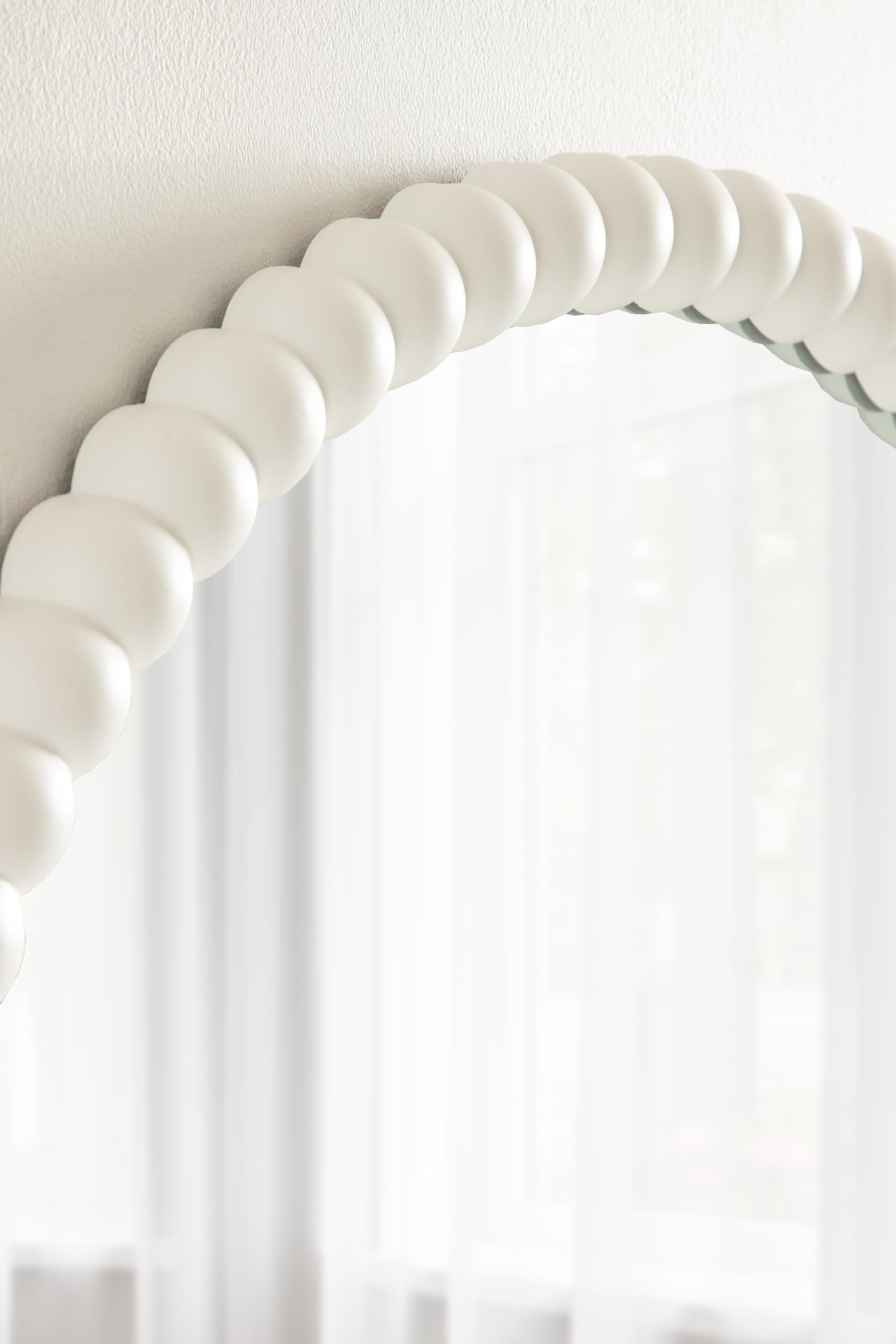 28 Inch Round White Beaded Wall Mirror