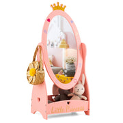 Kids Princess Floor Mirror with Storage Shelf
