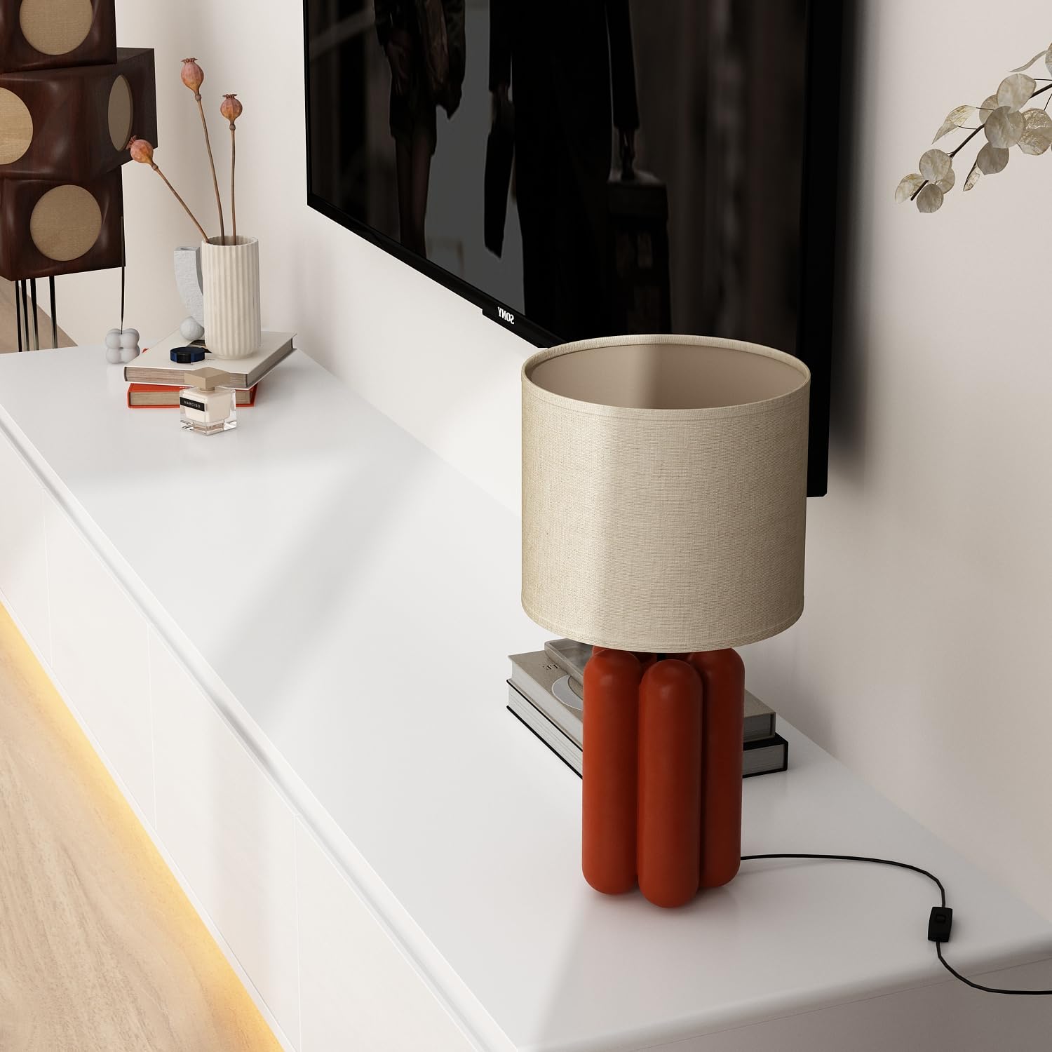 LED TV Stand with Glossy Surface and 4 Drawers