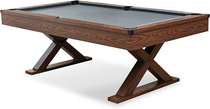 87-Inch Rustic Pool Table with X-Leg Design
