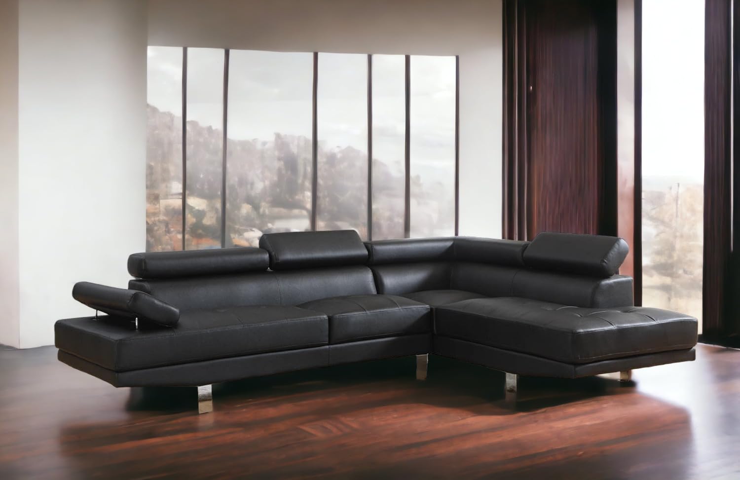 Faux Leather L-Shaped Sectional Sofa Set