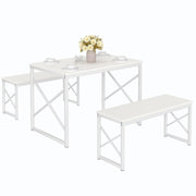 Dining Table Set with 2 Benches for 4