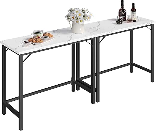 63-Inch Narrow Bar Table with Metal Frame