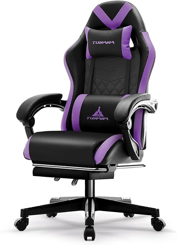 Ergonomic Gaming Chair with Footrest