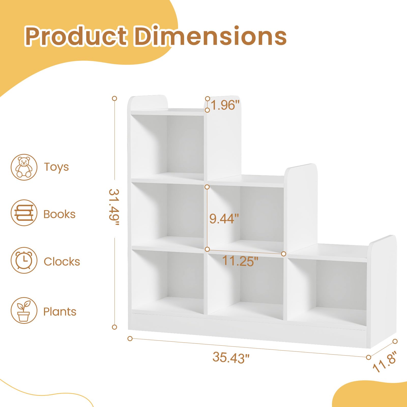 6-Cube Kids Bookshelf and Toy Storage Organizer