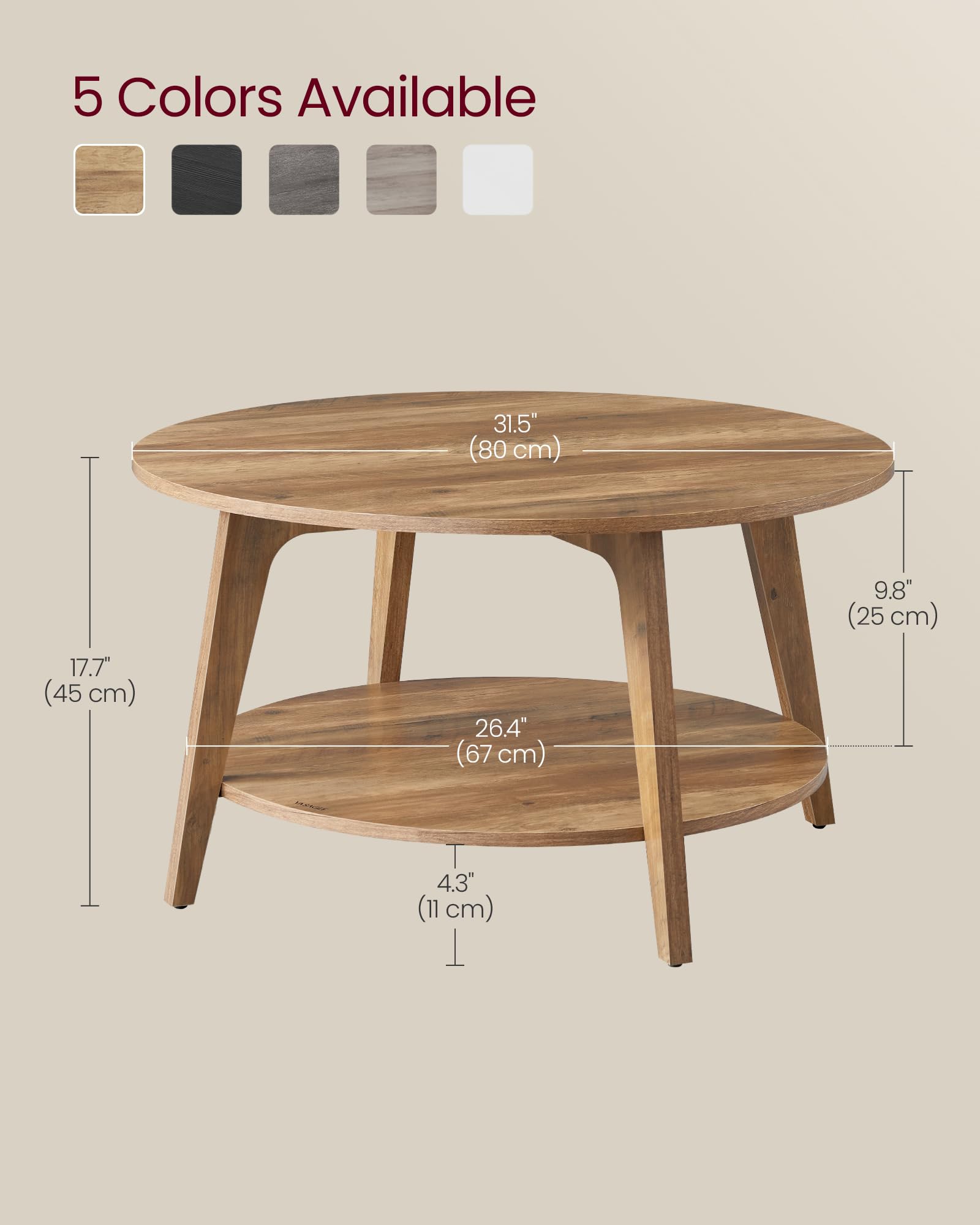 Round Coffee Table 2-Tier with Storage