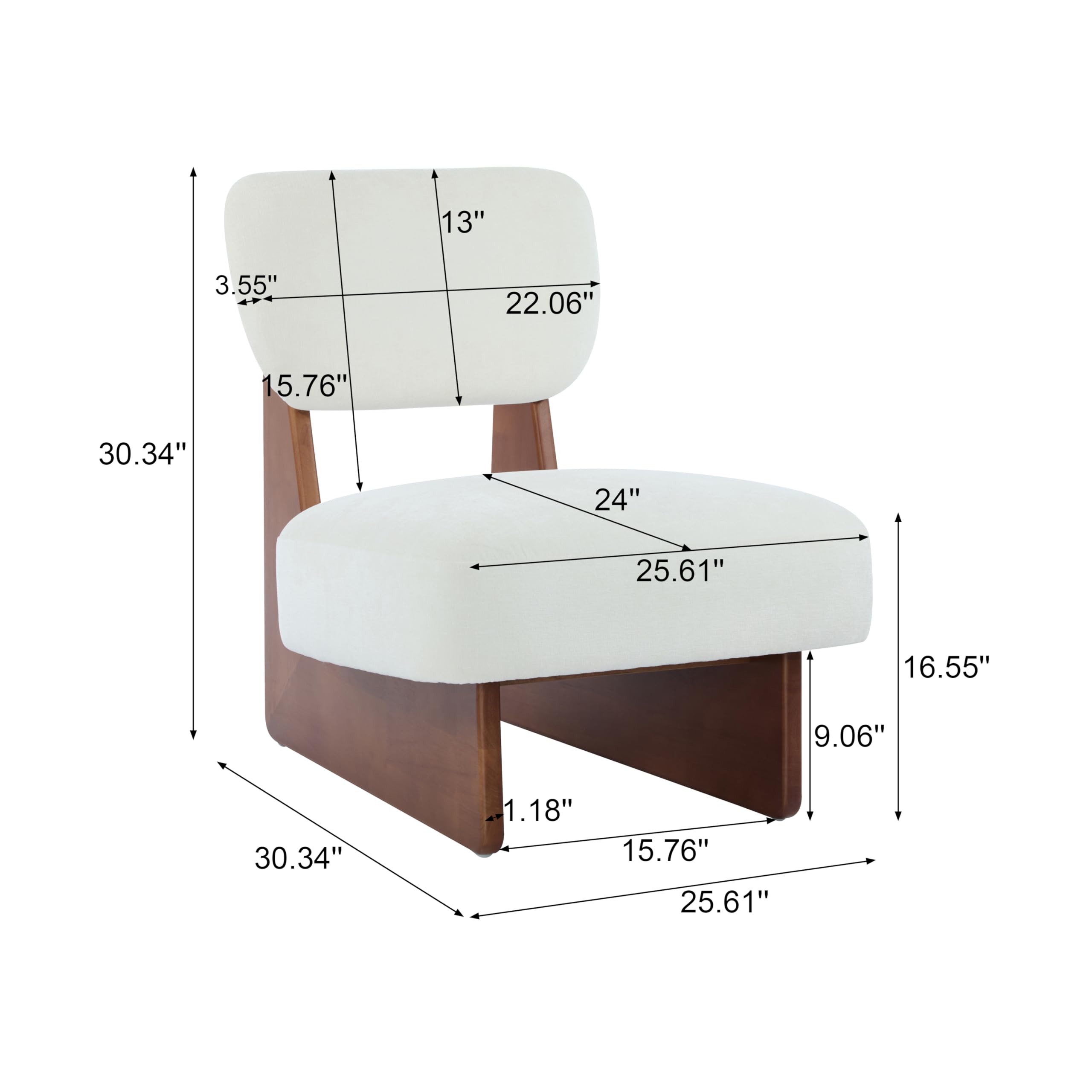 Low Profile Accent Chair Set of 2 - White Walnut