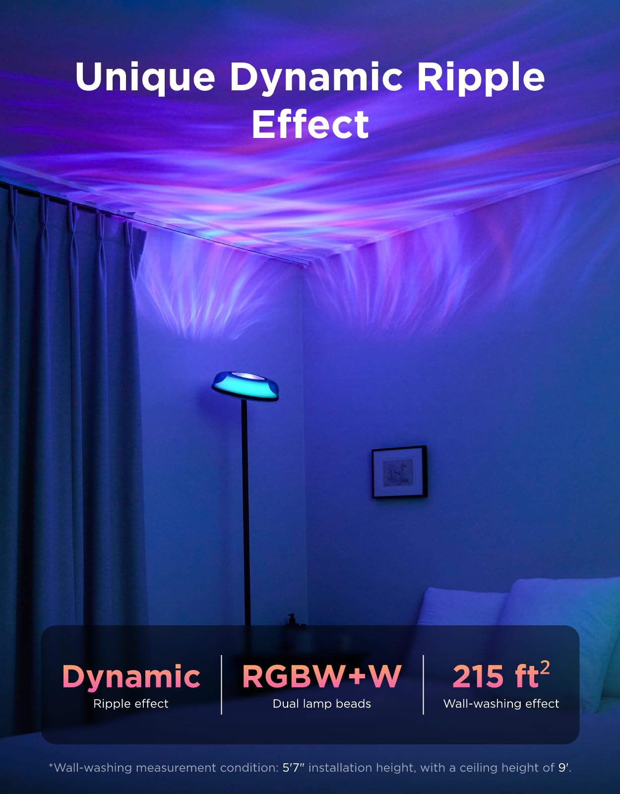 Smart RGBIC Uplighter Floor Lamp with Ripple Projector