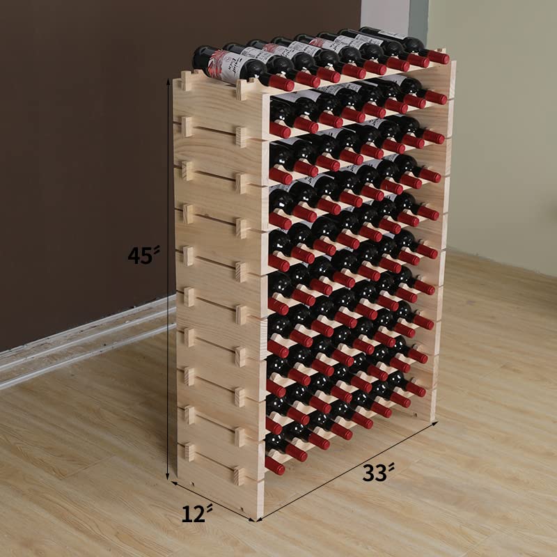 80-Bottle Wooden Wine Rack Cabinet