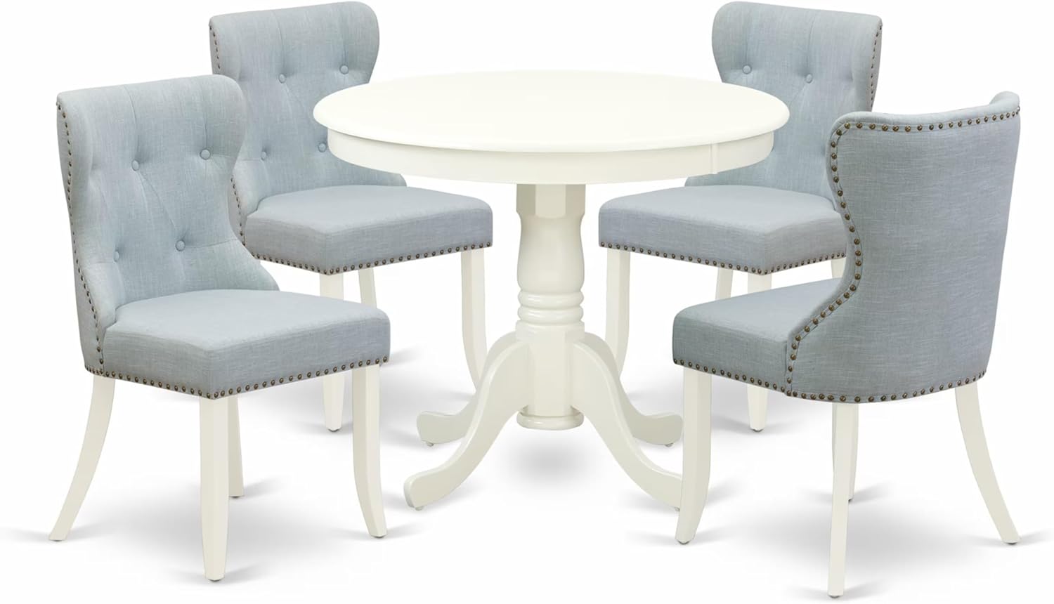 3 Piece Round Dining Table Set with Parsons Chairs