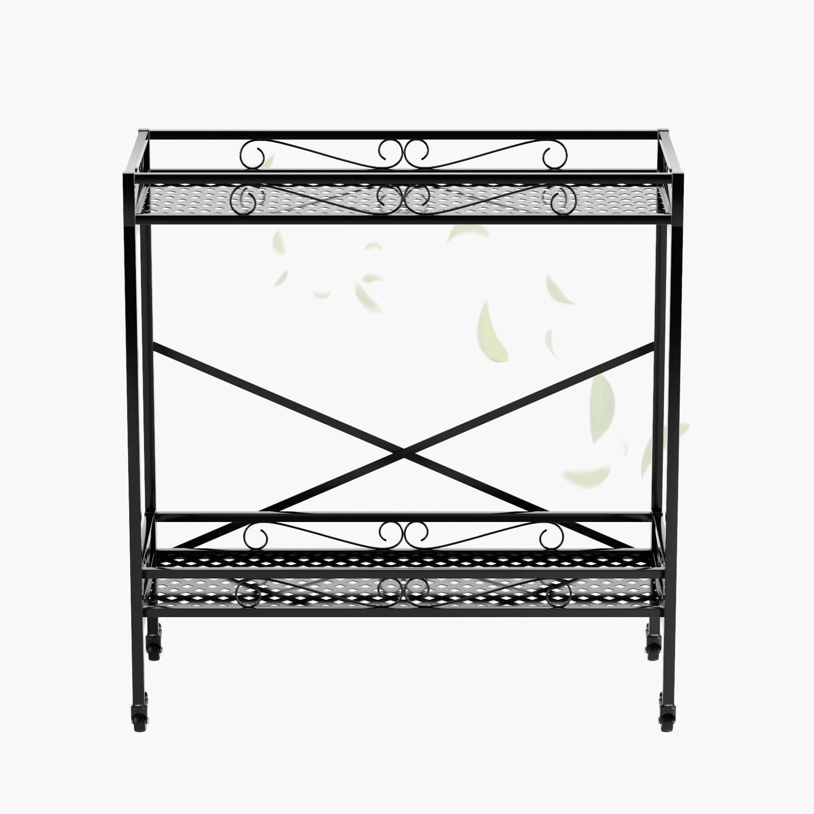 2 Tier Metal Plant Stand with Wheels