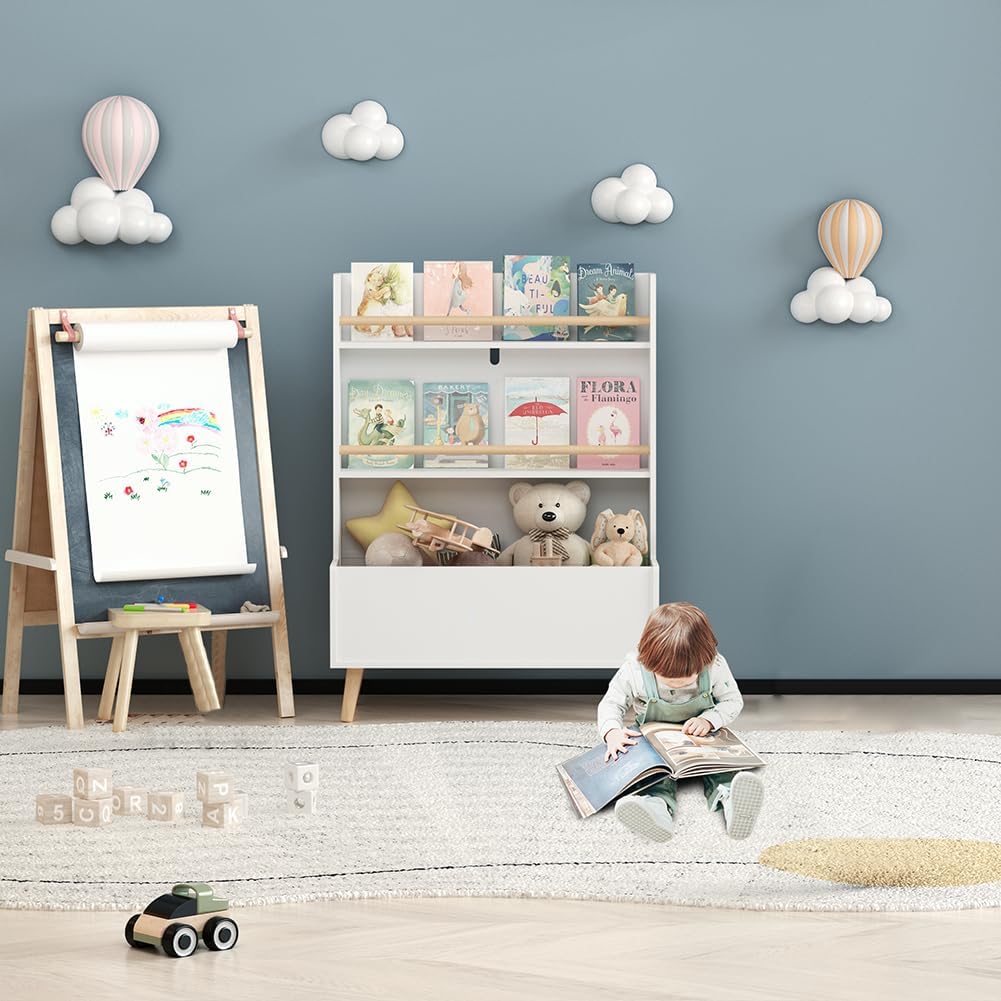 Kids 3-Tier Bookshelf with Toy Storage