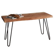 Live Edge Solid Wood Bench with Metal Hairpin Legs 36 Inch