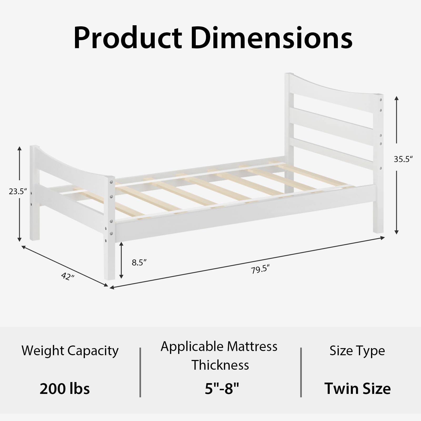 Twin Platform Bed with Headboard and Storage Space