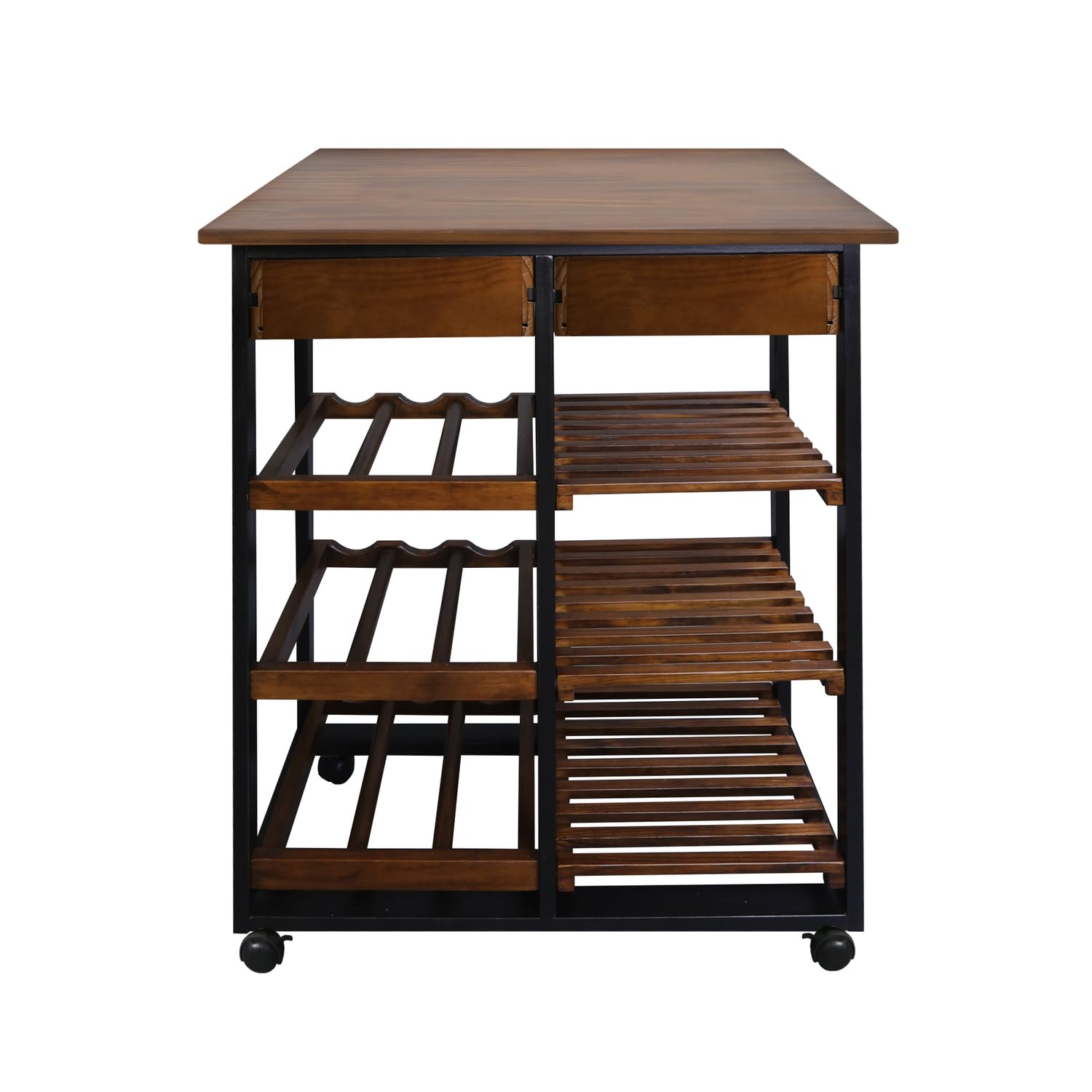 Rolling Kitchen Island Trolley with Wine Rack