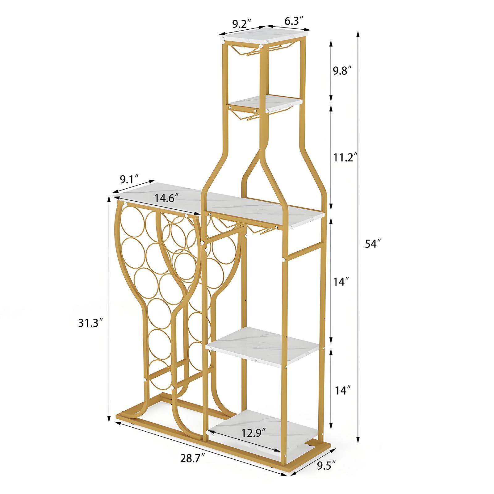 5-Tier Wine Rack Freestanding Floor 11 Bottles Storage Cabinet