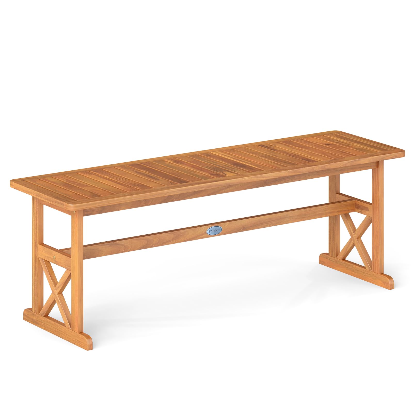 Acacia Wood Outdoor Bench Backless Patio Dining Seat