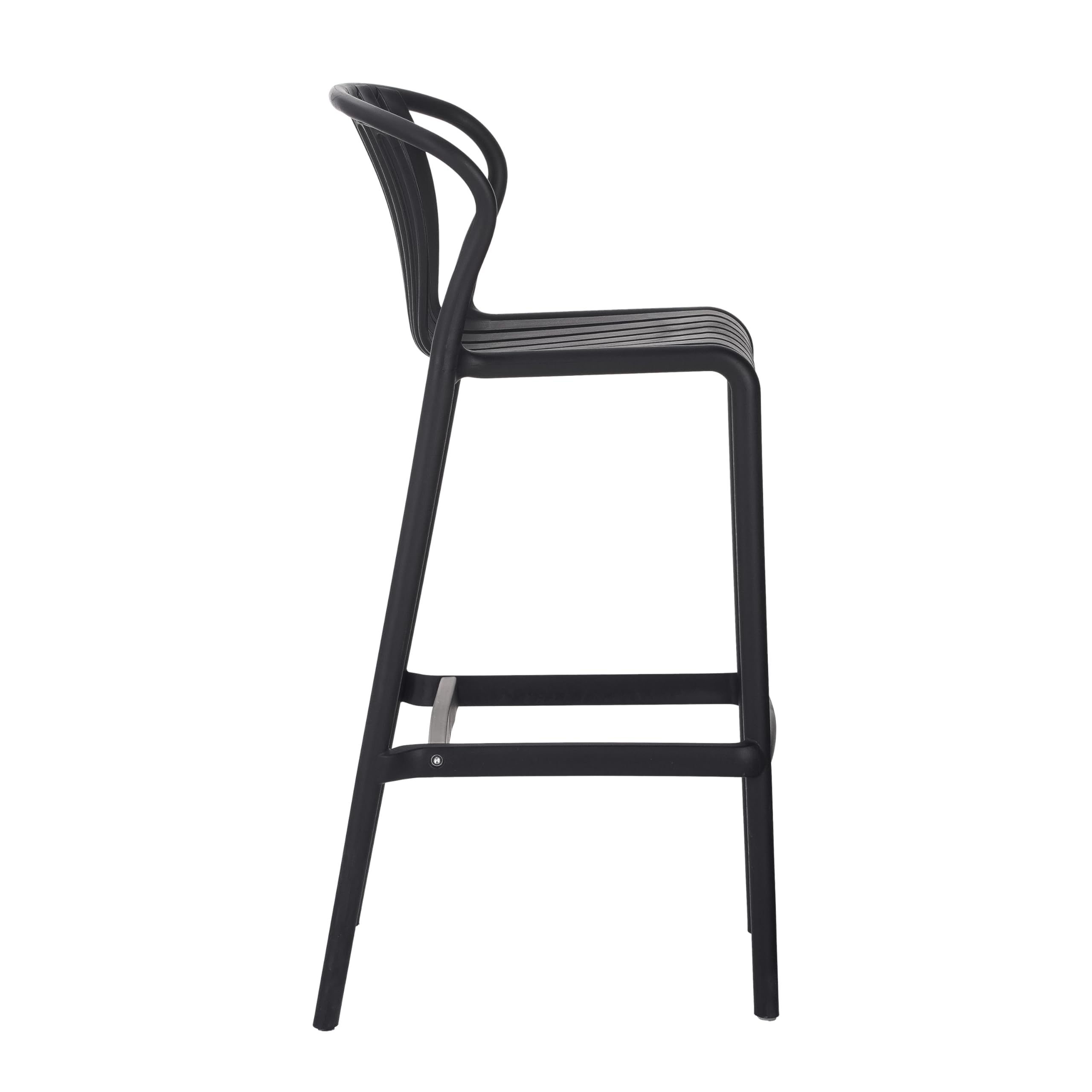 Outdoor Plastic Bar Stool Set of 2 Black