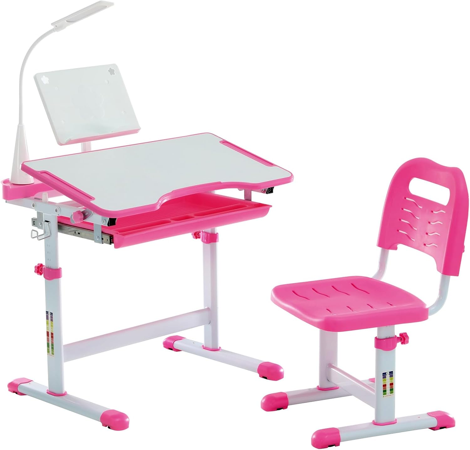 Kids Desk and Chair Set with LED Lamp