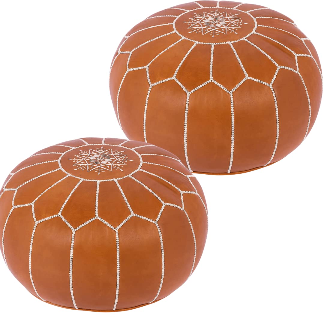 Handmade Moroccan Leather Pouf Ottoman