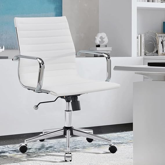 Ergonomic Office Chair - Ribbed Leather Executive Swivel