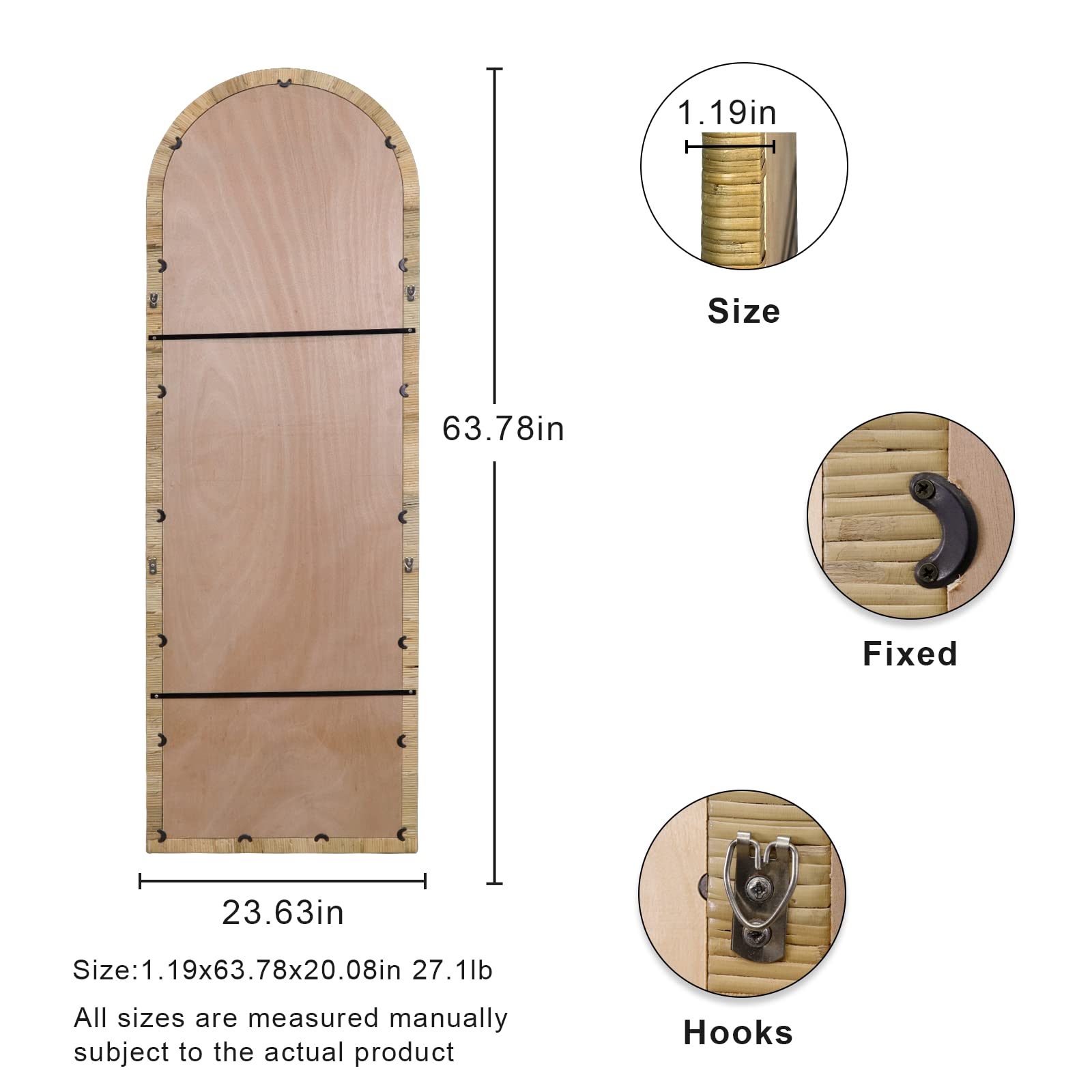 Arched Rattan Full Length Mirror