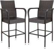 Wicker Bar Stools Outdoor Set of 2