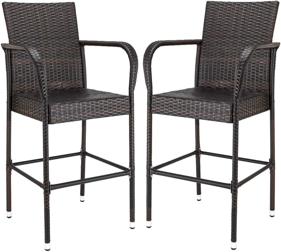 Wicker Bar Stools Outdoor Set of 2