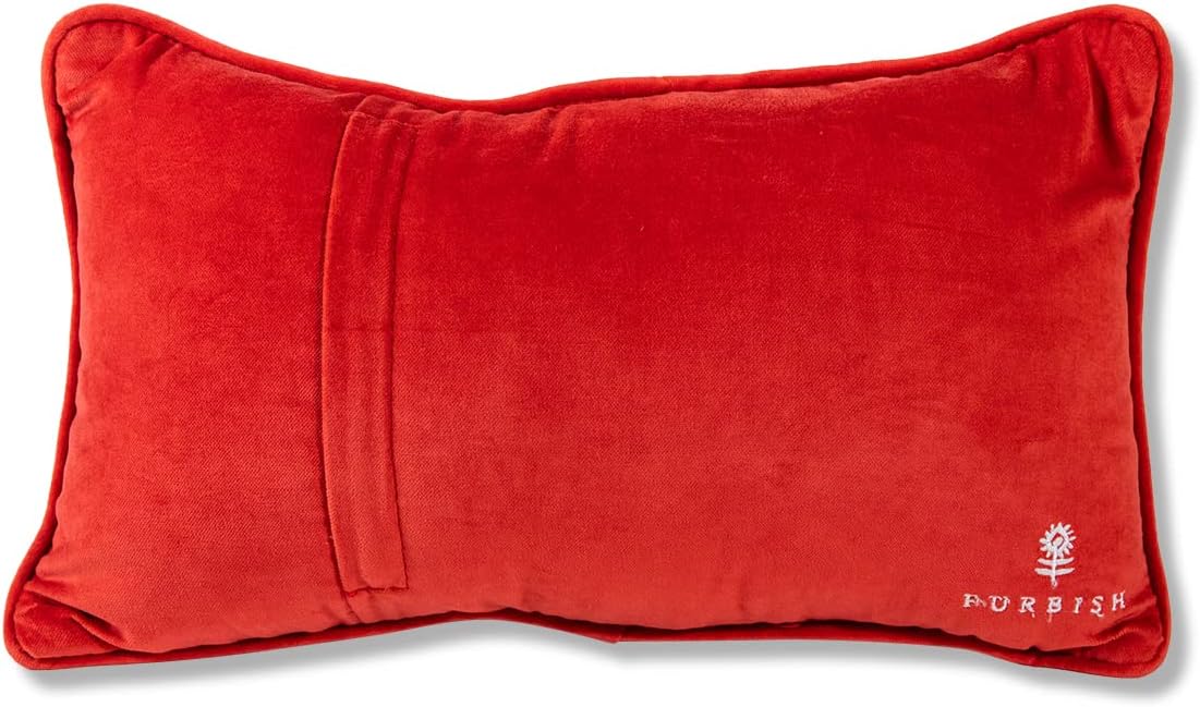 Needlepoint Decorative Throw Pillow - Orange Velvet